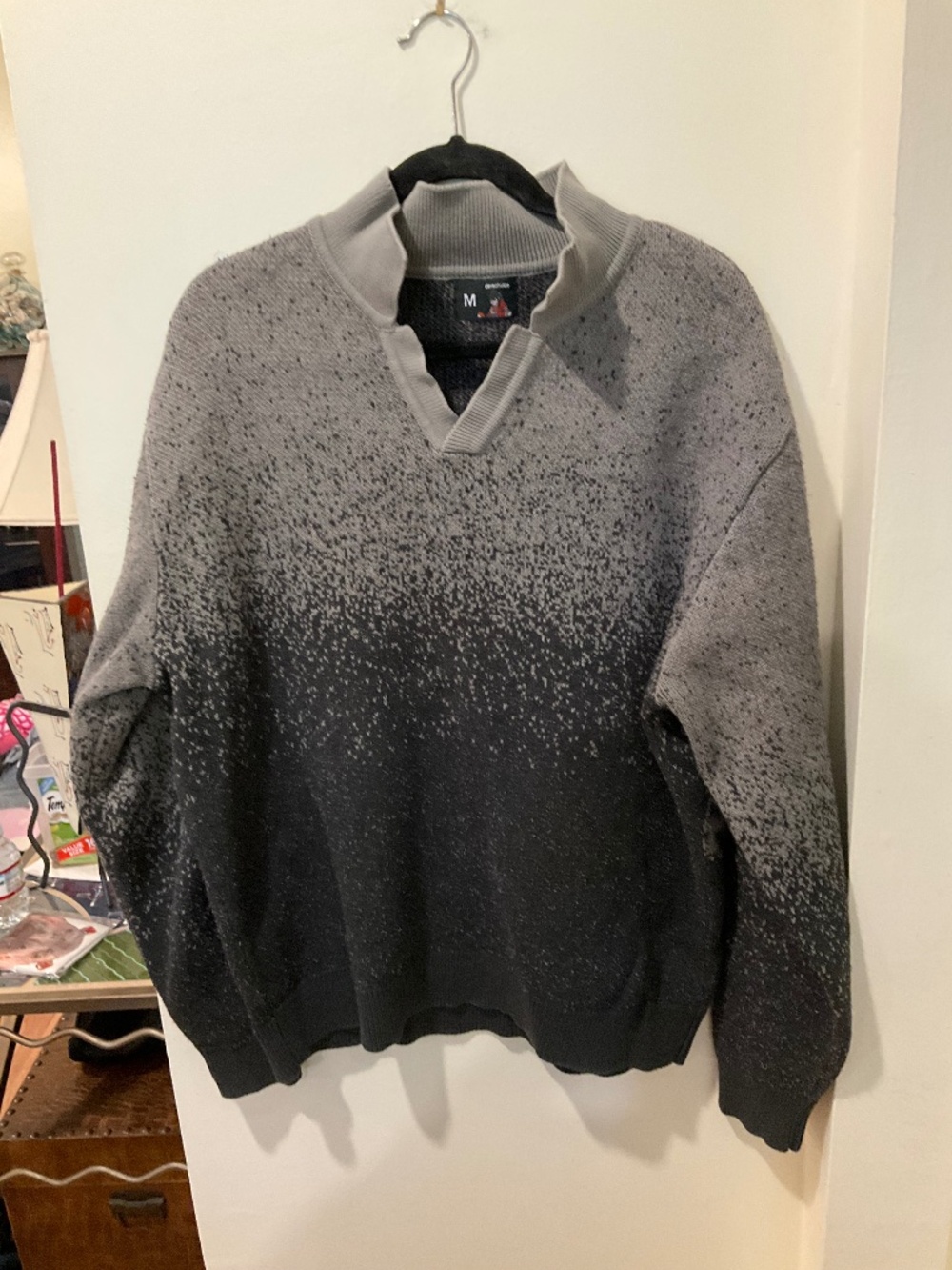 EUC Derschutze Gray Speckled Gradient Knit Sweater Size Medium
